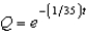 A 300-gallon tank is full of a solution containing 35 pounds of concentrate. Starting at time   distilled water is added to the tank at a rate of 30 gallons per minute, and the well-stirred solution is withdrawn at the same rate. Find the amount of concentrate Q in the solution as a function of t. A)    B)    C)    D)    E)   