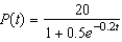 The logistic function   models the growth of a population. Identify the maximum carrying capacity. A)  20 B)  1.7 C)  0.5 D)  0.2 E)  2.2