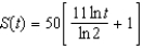 The rate of change in sales S is inversely proportional to time   measured in weeks. Find S as a function of t if sales after 2 and 4 weeks are 200 units and 350 units respectively. A)    B)    C)    D)    E)   