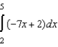 Write the following limit as a definite integral on the interval [2 , 5], where c<sub>i </sub>is any point in the ith subinterval.   A)    B)    C)    D)    E)   