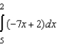 Write the following limit as a definite integral on the interval [2 , 5], where c<sub>i </sub>is any point in the ith subinterval.   A)    B)    C)    D)    E)   