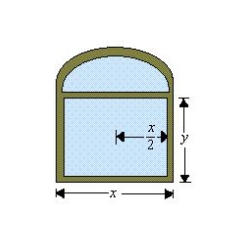 A Norman window is constructed by adjoining a semicircle to the top of an ordinary rectangular window (see figure) . Find the dimensions of a Norman window of maximum area if the total perimeter is 38 feet.   A)    B)    C)    D)    E)   