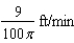A conical tank (with vertex down)  is   feet across the top and   feet deep. If water is flowing into the tank at a rate of   cubic feet per minute, find the rate of change of the depth of the water when the water is   feet deep. A)    B)    C)    D)    E)   