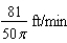 A conical tank (with vertex down)  is   feet across the top and   feet deep. If water is flowing into the tank at a rate of   cubic feet per minute, find the rate of change of the depth of the water when the water is   feet deep. A)    B)    C)    D)    E)   