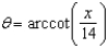 An airplane flies at an altitude of 14 miles toward a point directly over an observer. Consider   and x as shown in the following figure. Write   as a function of x.   A)    B)    C)    D)    E)   