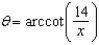 An airplane flies at an altitude of 14 miles toward a point directly over an observer. Consider   and x as shown in the following figure. Write   as a function of x.   A)    B)    C)    D)    E)   