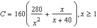 The ordering and transportation cost C for the components used in manufacturing a product is   where C is measured in thousands of dollars and x is the order size in hundreds. Find the rate of change of C with respect to x for x = 24. Round your answer to two decimal places. A)  -6.44 thousand dollars per hundred B)  8.04 thousand dollars per hundred C)  3.28 thousand dollars per hundred D)  -4.92 thousand dollars per hundred E)  -7.96 thousand dollars per hundred