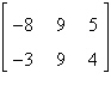 Determine the order of the matrix.   A)  3 × 3 B)  2 × 2 C)  3 × 1 D)  2 × 3 E)  3 × 2