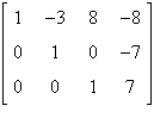 Determine whether the matrix is in row-echelon form. If it is, determine if it is also in reduced row-echelon form.   A)  row-echelon form and reduced row-echelon form B)  row-echelon form C)  neither