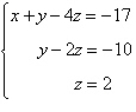 Determine whether the two systems of linear equations yield the same solutions. If so, find the solutions using matrices.     A)  x = -3, y = -6, z = 2 B)  The systems yield different solutions. C)  x = 3, y = 2, z = -3 D)  x = 3, y = 6, z = 2 E)  x = -6, y = 2, z = -3