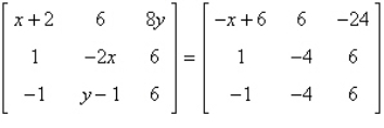 Find x and y.   A)  x = -3, y = 3 B)  x = 3, y = -4 C)  no solution D)  x = 2, y = -3 E)  x = 2, y = -4