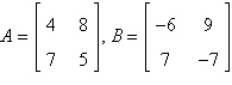Of the products AB, BA, A<sup>2</sup>, and B<sup>2</sup>, which ones are possible for the given matrices?   A)  AB only B)  AB and BA only C)  BA only D)  A<sup>2</sup> and B<sup>2</sup> only E)  AB, BA, A<sup>2</sup>, and B<sup>2</sup>