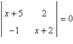 Solve for x given the following equation involving a determinant.   A)    B)    C)    D)    E)   