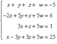 Solve the system of linear equations.   A)    B)    C)    D)    E)  inconsistent