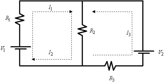 Applying Kirchhoff's Laws to the electrical network in the figure, the currents I<sub>1</sub>, I<sub>2</sub>, and I<sub>3</sub> are the solution of the system   Find the currents.     A)        B)        C)        D)        E)       