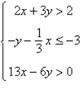 Determine which one of the ordered pairs below is a solution of the system of linear inequalities.   A)  (0, 0)  B)  (-1, 4)  C)  (3, -3)  D)  (-9, 7)  E)  (9, 6) 