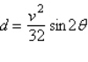 The horizontal distance d (in feet)  traveled by a projectile with an initial speed of v feet per second is modeled by   , where q is the angle at which the projectile is launched. Find the horizontal distance traveled by a golf ball that is hit with an initial speed of 50 feet per second when the ball is hit at an angle of   . Round to the nearest foot. A)  115 B)  154 C)  77 D)  135 E)  38