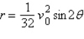  The range of a projectile fired at an angle q with the horizontal and with an initial velocity of   feet per second is   where r is measured in feet. A golfer strikes a golf ball at 120 feet per second. Ignoring the effects of air resistance, at what angle must the golfer hit the ball so that it travels 140 feet? (Round answer to nearest angle.)  A)  18 \degree  B)  14 \degree  C)  20 \degree  D)  5 \degree  E)  9 \degree