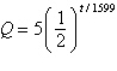 Let Q represent a mass of radioactive radium (<sup>226</sup>Ra)  (in grams) , whose half-life is 1599 years. The quantity of radium present after t years is   Determine the quantity present after 300 years. Round to the nearest hundredth of a gram. A)  0.00 g B)  0.47 g C)  5.00 g D)  4.39 g E)  0.88 g