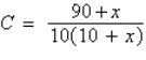 <strong>A 1500-liter tank contains 30 liters of a 10% acid solution. You add x liters of a 90% acid solution to the tank. Determine a function C that represents the proportion of acid to the total solution in the final mixture.</strong> A)   B)   C)   D)   E)   <div style=padding-top: 35px> 