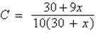 <strong>A 1500-liter tank contains 30 liters of a 10% acid solution. You add x liters of a 90% acid solution to the tank. Determine a function C that represents the proportion of acid to the total solution in the final mixture.</strong> A)   B)   C)   D)   E)   <div style=padding-top: 35px> 