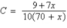 A 1500-liter tank contains 70 liters of a 30% acid solution and you add x liters of a 70% acid solution to the tank. If the function C, which represents the proportion of acid to the total solution in the final mixture, is given by   , what percent does the concentration of acid appear to be approaching as x increases without bound? (Ignore the physical constraint that   .)  A)  100% B)  30% C)  40% D)  70% E)  20%