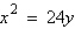 <strong>A solar oven uses a parabolic reflector to focus the sun's rays at a point 6 inches from the vertex of the reflector (see figure). Write an equation for a cross section of the oven's reflector with its focus on the positive y axis and its vertex at the origin.   L = 6 inches</strong> A)   B)   C)   D)   E)   <div style=padding-top: 35px> 
