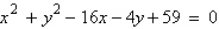 Write the equation of the circle in standard form.   A)    B)    C)    D)    E)   