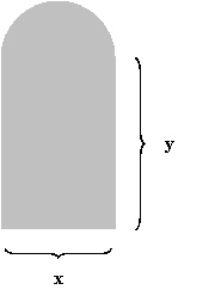 A Norman window has the shape of a rectangle surmounted by a semicircle as in the figure below. If the perimeter of the window is   , express the area, A, as a function of the width, x, of the window.   A)    B)    C)    D)    E)   