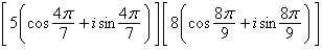 Multiply the complex numbers below and leave the result in trigonometric form.   A)    B)    C)    D)    E)   