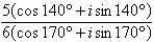 Divide the complex numbers below and leave the result in trigonometric form.    A)   B)   C)   D)   E)  