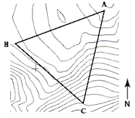 A triangular region of farmland has become overrun with deer and will be open to the public for hunting to reduce the population.In order to know how many hunters to allow on the land at one time,you need to know the area of the region in square miles.In order to estimate the area of the region,you travel from the southernmost vertex C north 20 miles then west 24 miles (for vertex B) ,and from the southernmost vertex C you travel 54 miles north then 7 miles east (for vertex A) .Use a graphing utility to approximate the number of square miles of land.   A) 578 square miles B) 51 square miles C) 119 square miles D) 429 square miles E) 718 square miles