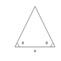 Find the altitude of the isosceles triangle shown in the figure.Round your answer to two decimal places.?    \theta = 45 ^ { \circ } , b = 11  ? A) 2.00 B) 11.00 C) 5.50 D) 22.00? E) 7.50 