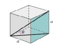  Determine the angle between the diagonal of a cube and the diagonal of its base,as shown in the figure,where  a = 12  .Round your answer to one decimal place.?   ? A) 38.3<sup>o</sup> B) 36.3<sup>o</sup> C) 39.3<sup>o</sup> D) 35.3<sup>o</sup> E) 37.3<sup>o</sup> 