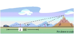 <strong>In traveling across flat land,you notice a mountain directly in front of you.Its angle of elevation (to the peak)is 3.5°.After you drive x = 23 miles closer to the mountain,the angle of elevation is 9°.Approximate the height of the mountain.(Round your answer upto one decimal place. )? ?</strong> A)10.3 mi B)2.3 mi C)4.3 mi D)8.3 mi E)6.3 mi