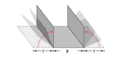 <strong>A roofing contractor is fabricating gutters from 10 -inch aluminum sheeting.The contractor plans to use an aluminum siding folding press to create the gutter by creasing equal lengths for the sidewalls (see figure). where a = 10 - 2 x Let x represent the height of the sidewall of the gutter.Write a function A that represents the Cross-sectional area of the gutter. </strong> A) A = - 2 x ^ { 2 } + 10 x B) A = 10 x ^ { 2 } - 2 x C) A = - 10 x - 2 x ^ { 2 } D) A = 2 x ^ { 2 } - 10 x E) A = 2 x ^ { 2 } + 10 x