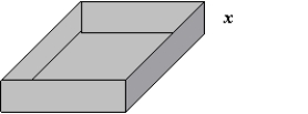  An open box is to be made from a square piece of cardboard,24 inches on a side,by cutting equal squares with sides of length x from the corners and turning up the sides (see figure below) .If the volume of the box is represented by  V ( x )  = x ( 24 - 2 x )  ^ { 2 }  ,determine the domain of  V ( x )   .     A)   D = \{ x \mid x > 0 \}  B)   D = \{ x \mid 0 < x < 12 \}  C)   D = \{ x \mid 48 < x < 96 \}  D)   D = \{ x \mid 0 < x < 24 \}  E)   D = \{ x \mid 12 < x < 24 \}