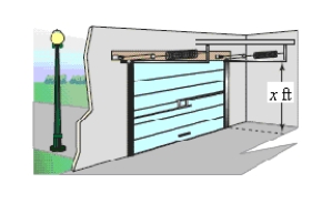  An overhead garage door has two springs,one on each side of the door (see figure) .A force of  20  pounds is required to stretch each spring 1 foot.Because of a pulley system,the springs stretch only one-half the distance the door travels.The door moves a total of  x = 18  feet,and the springs are at their natural length when the door is open.Find the combined lifting force applied to the door by the springs when the door is closed.​   ​ A)   \text { Combined lifting force } = 2 F = 356 \mathrm { lb }  B)   \text { Combined lifting force } = 2 F = 360 \mathrm { lb }  C)   \text { Combined lifting force } = 2 F = 362 \mathrm { lb }  D)   \text { Combined lifting force } = 2 F = 358 \mathrm { lb }  E)   \text { Combined lifting force } = 2 F = 364 \mathrm { lb }