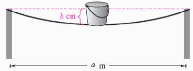  A simply supported beam is 12 meters long and has a load at the center (see figure) .​   ​ where,  a = 12 , b = 2  The deflection of the beam at its center is 2 centimeters.Assume that the shape of the deflected beam is parabolic.Write an equation of the parabola.(Assume that the origin is at the center of the deflected beam. )  ​ A)   x ^ { 2 } = - 180 y  B)   x ^ { 2 } = 180 y  C)   y ^ { 2 } = 180 x  D)   y ^ { 2 } = - 180,000 x  E)   x ^ { 2 } = 180,000 y