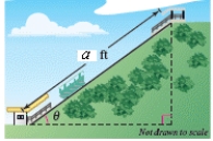 <strong>The Falls Incline Railway in Niagara Falls,Ontario,Canada is an inclined railway that was designed to carry people from the City of Niagara Falls to Queen Victoria Park.The railway is approximately 110 feet long with a 28% uphill grade (see figure).Find the change in elevation from the base to the top of the railway.Round your answers to one decimal place. a = 110 </strong> A) z \approx 29.7 \mathrm { ft } B) z \approx 30.7 \mathrm { ft } C) z \approx 28.7 \mathrm { ft } D) z \approx 31.7 \mathrm { ft } E) z \approx 27.7 \mathrm { ft }