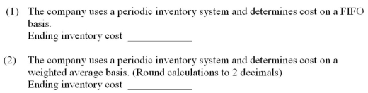A company sells a single product and had the following beginning inventory,purchases,and sales during March.   Calculate the cost of the ending inventory under each assumption below:  