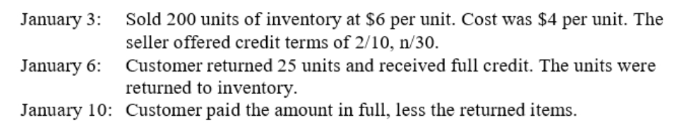 Evenflow had the following sales transactions in January.   Prepare journal entries to record these transactions.