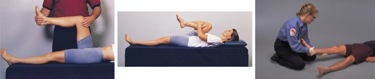 The patient complains of pain and clicking in the right knee. The nurse will use what test to assess the patient? Mark an  X  on the correct figure.     Click on the correct area on the image.