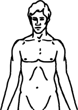 The nurse is instructing a patient who is having a left cardiac catheterization. The nurse explains that the catheter will be inserted? Place an  X  over the insertion site on the diagram below.   