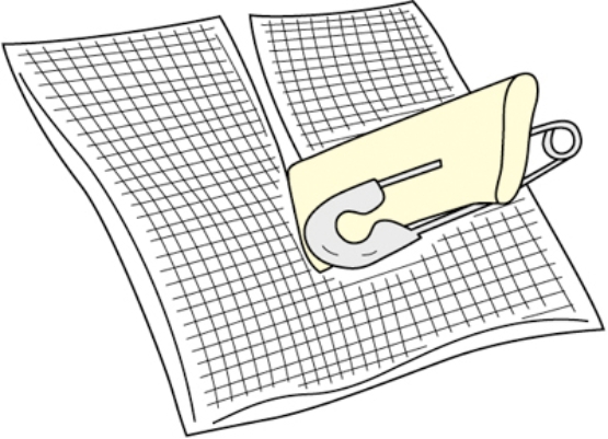 <strong>The nurse is changing the surgical dressing on an older patient's abdomen and sees the item pictured in the diagram below. How should the nurse care for this device? </strong> A) Plan to replace the precut gauze as part of the dressing change. B) Cleanse around the tube with the cleanser ordered or according to protocol. C) Use the safety pin to secure the outermost bandage to the dressing. D) Remove the tube, culture the wound, and cleanse it with saline gauze E) Remove the safety pin