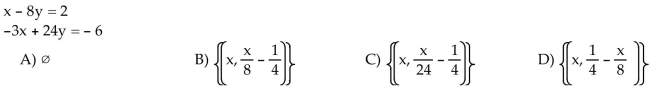 Solve the system. If the system has infinitely many solutions, write the solution set with x arbitrary.