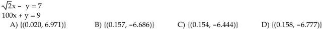 Use a graphing calculator to solve the system. Express solutions with approximations to the nearest thousandth.