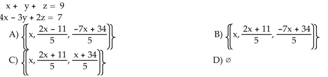 Solve the system in terms of the arbitrary variable x.
