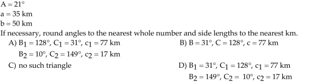 Find the missing parts of the triangle.