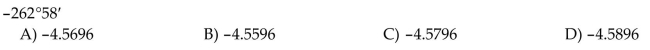 Convert the degree measure to radians, correct to four decimal places. Use 3.1416 for π.